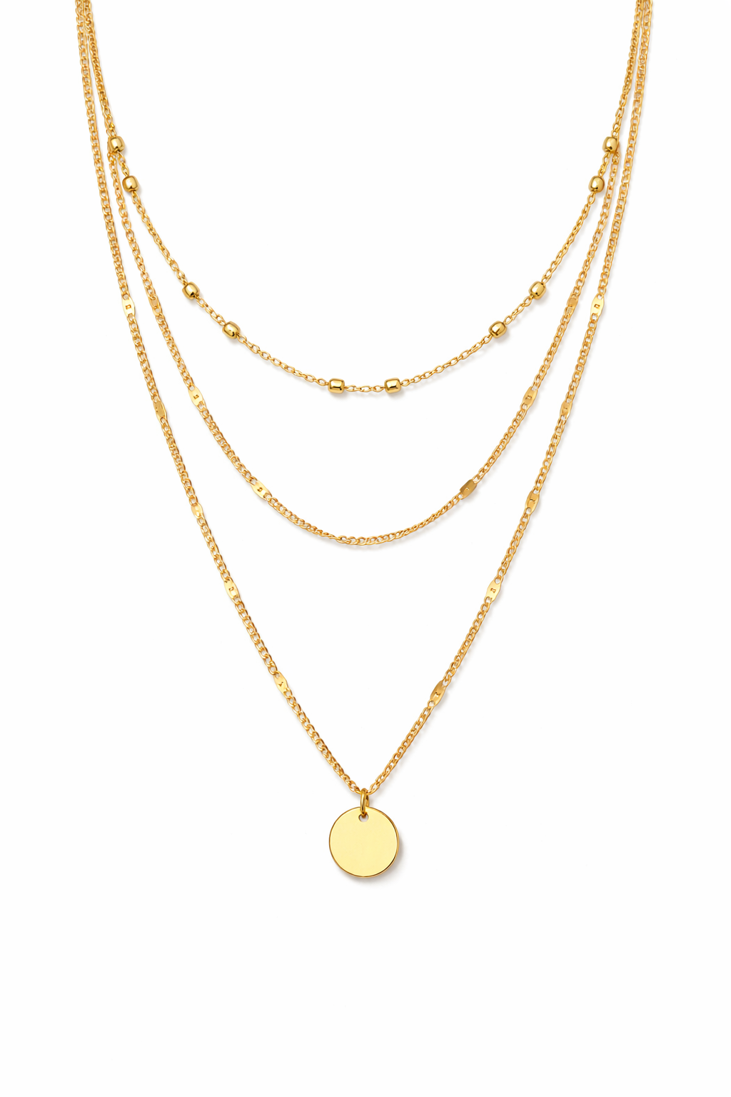 Golden layered disc necklace